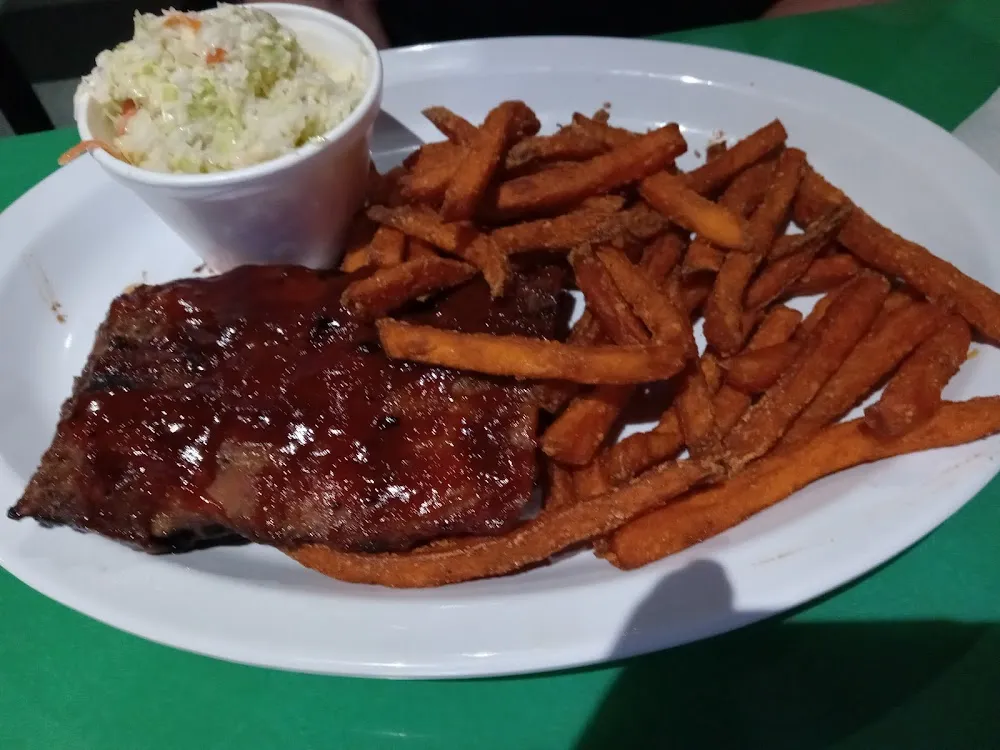 1 2 Rack of Ribs with Sweet Potato Fries and Cole Slaw